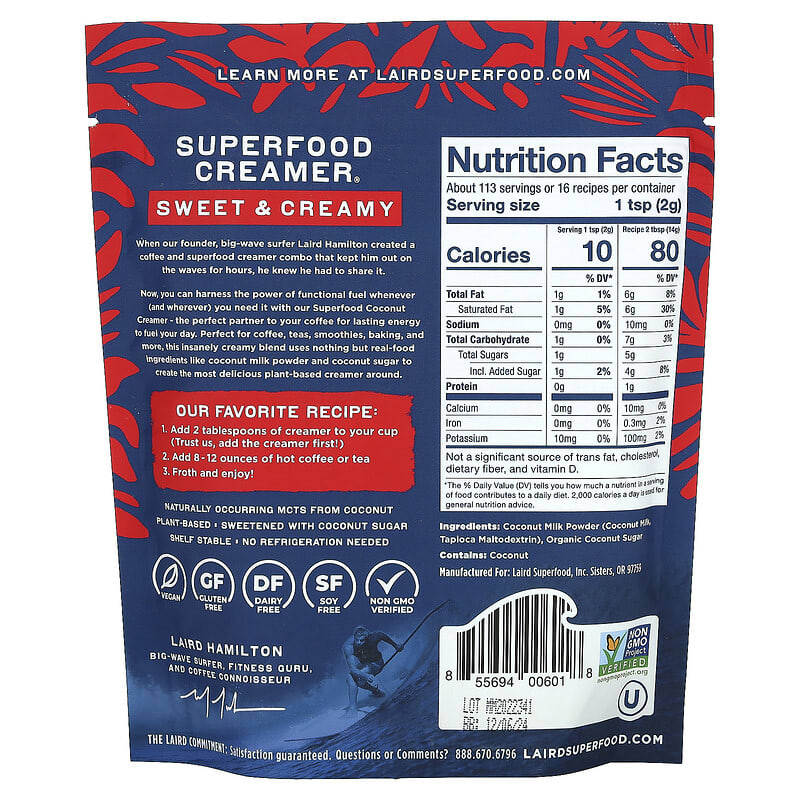 Laird Superfood, Superfood Creamer, Sweet & Creamy, 8 oz (227 g)