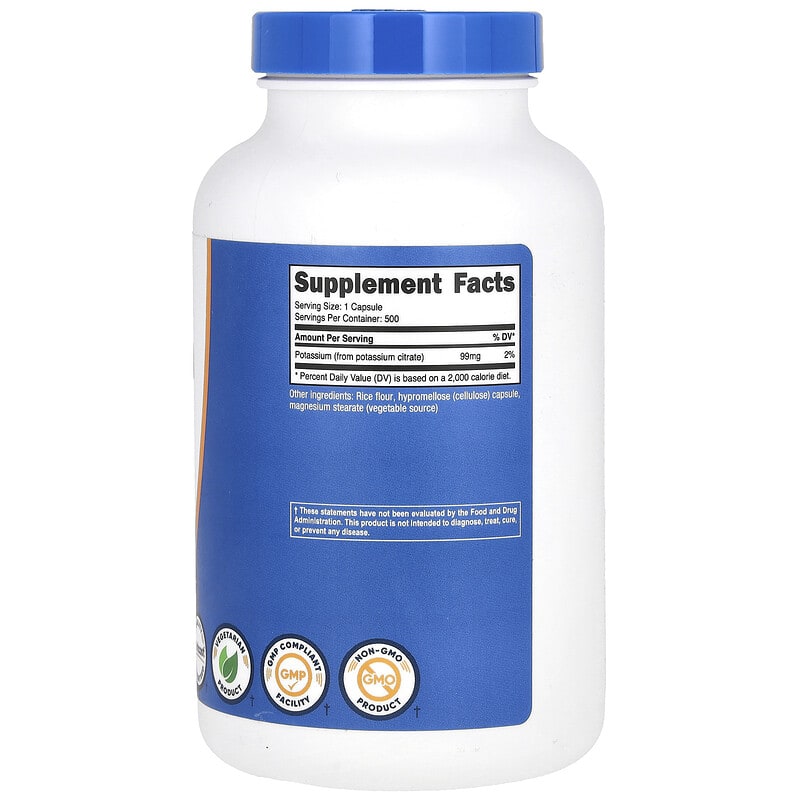 Nutricost, Potassium , 99 mg, 500 Capsules By Nutricost