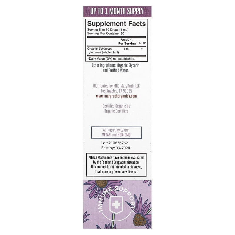 MaryRuth's, Organic Echinacea Purpurea Liquid Drops, Alcohol Free, 1 fl oz (30 ml)