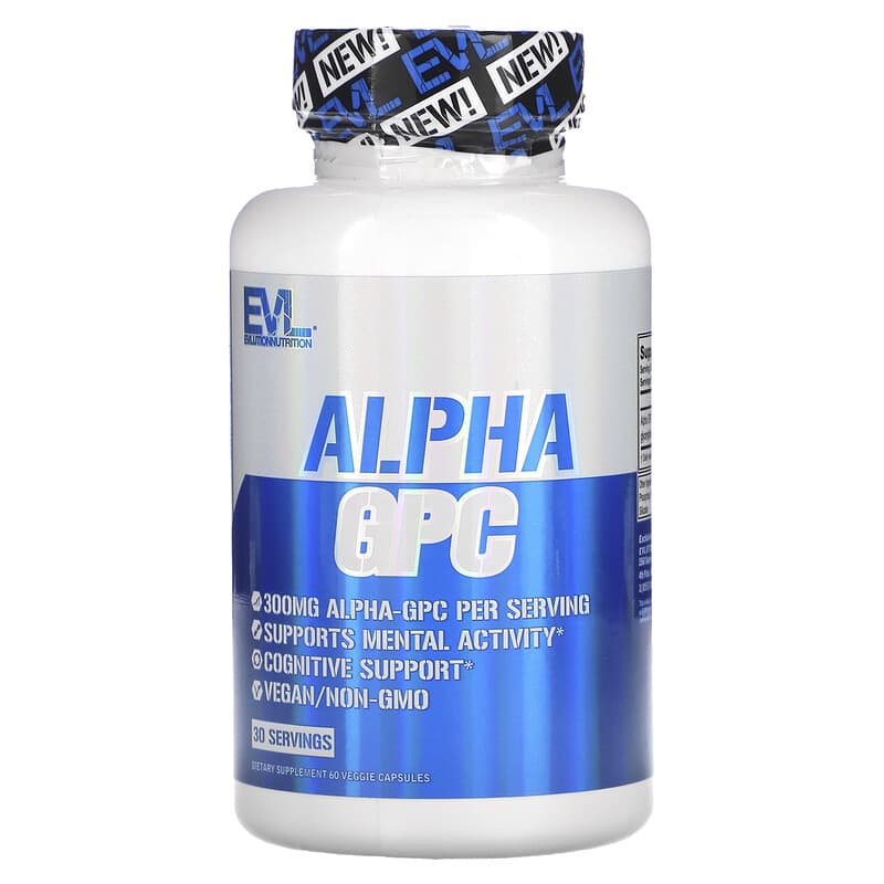 EVLution Nutrition, Alpha GPC, 600 mg, 60 Veggie Capsules (300 mg per Capsule)