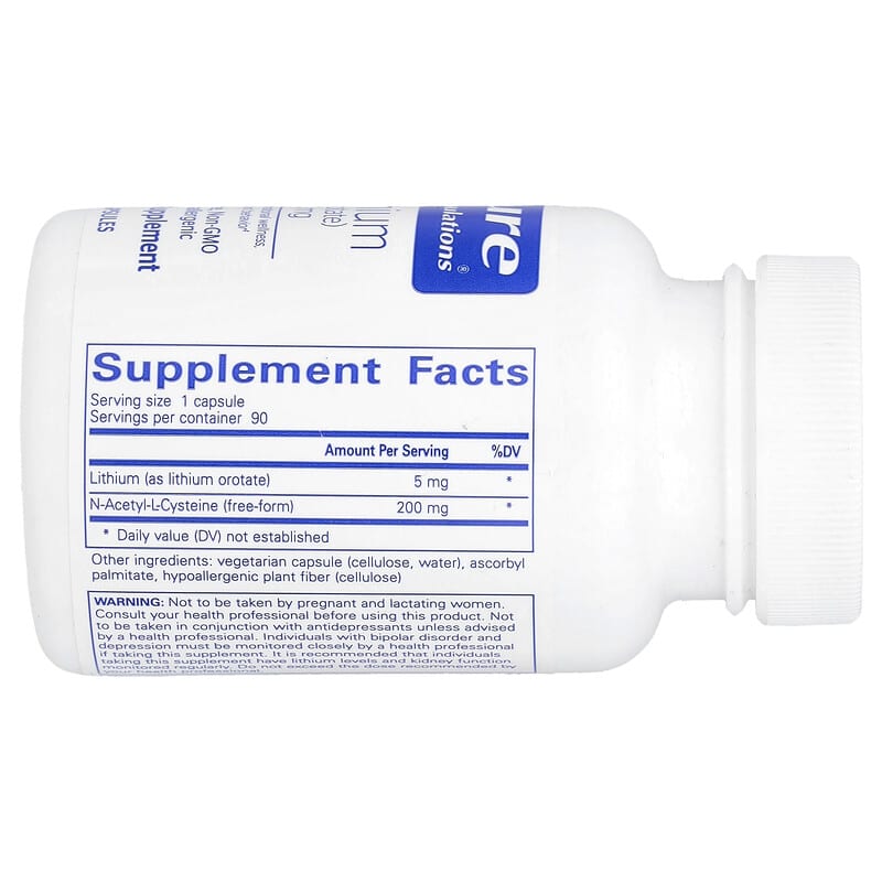 Pure Encapsulations, Lithium (Orotate), 5 mg, 90 Capsules