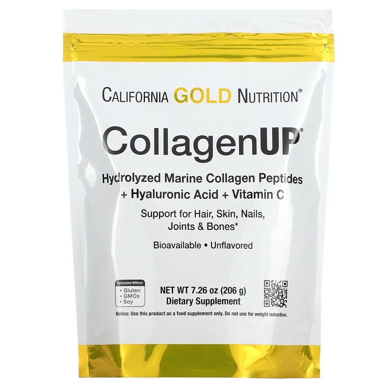 California Gold Nutrition, CollagenUP®, Hydrolyzed Marine Collagen Peptides with Hyaluronic Acid and Vitamin C, Unflavored, 7.26 oz (206 g)