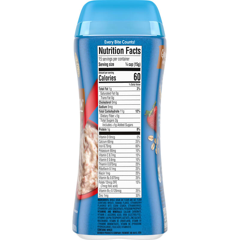 Gerber, Cereal for Baby, Power Blend, 2nd Foods, Probiotic Oatmeal Lentil, Peach & Apple, 8 oz (227 g)