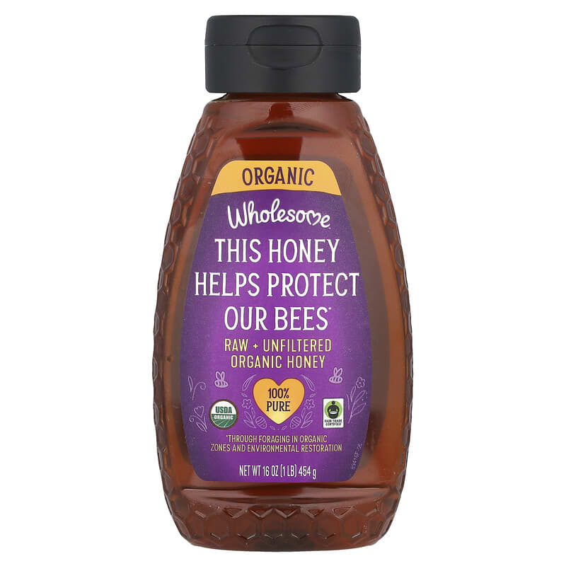 Wholesome Sweeteners, Raw + Unfiltered Organic Honey, 16 oz (454 g)