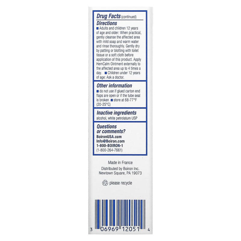Boiron, HemCalm Ointment, Hemorrhoid Relief, 1 oz (30 g) BOI-12051