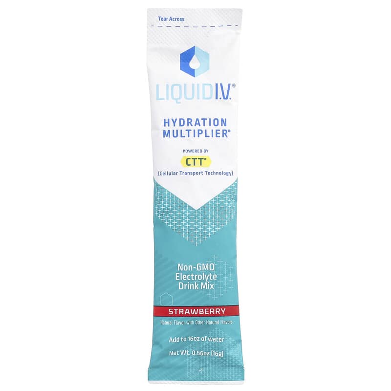 Liquid I.V., Hydration Multiplier®, Electrolyte Drink Mix, Strawberry, 10 Stick Packs, 0.56 oz (16 g) Each