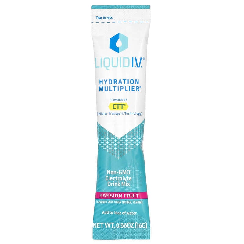 Liquid I.V., Hydration Multiplier, Electrolyte Drink Mix, Passion Fruit, 10 Stick Packs, 0.56 oz (16 g) Each