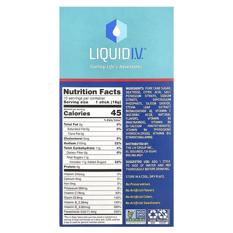 Liquid I.V., Hydration Multiplier®, Electrolyte Drink Mix, Strawberry, 10 Stick Packs, 0.56 oz (16 g) Each