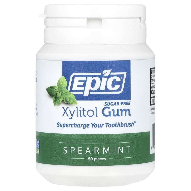 Epic Dental, Xylitol Gum, Spearmint, 50 Pieces
