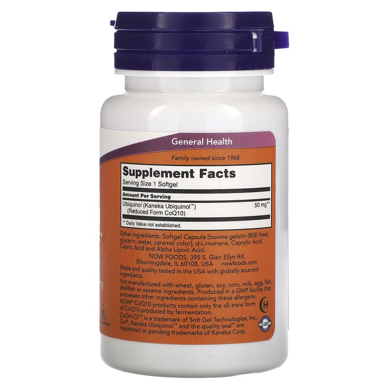 NOW Foods, Ubiquinol CoQH-CF, 50 mg, 60 Softgels