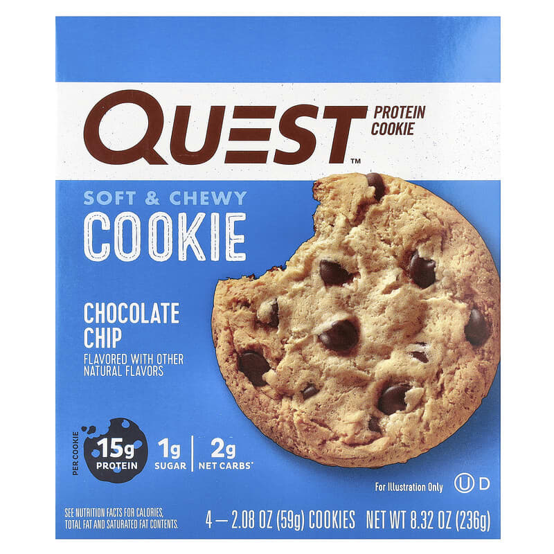 Quest Nutrition, Protein Cookie, Chocolate Chip, 4 Cookies, 2.08 oz (59 g) Each