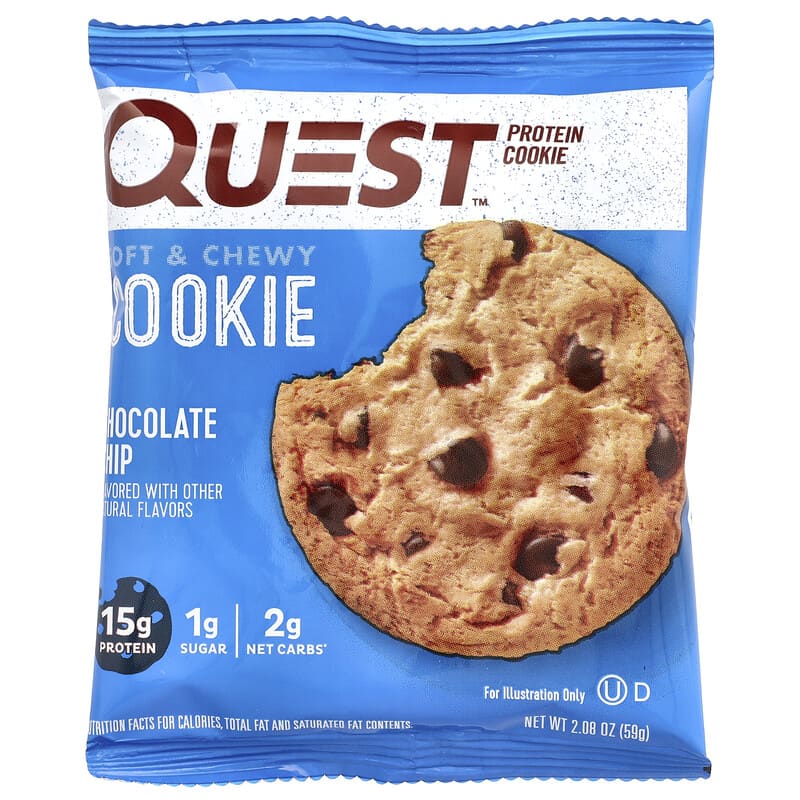 Quest Nutrition, Protein Cookie, Chocolate Chip, 4 Cookies, 2.08 oz (59 g) Each