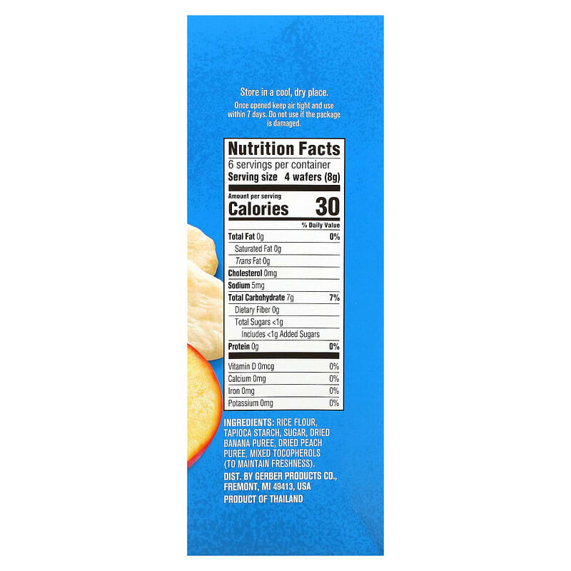 Gerber, Snacks for Baby, Teethers, Gentle Teething Wafers, 7+ Months, Banana Peach, 12 Individually Wrapped 2-Packs, 2 Wafers Each