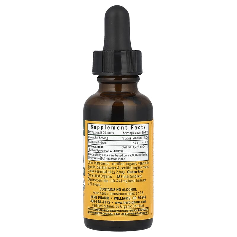 Herb Pharm, Kids Echinacea, Alcohol Free, Orange, 320 mg, 1 fl oz (30 ml)