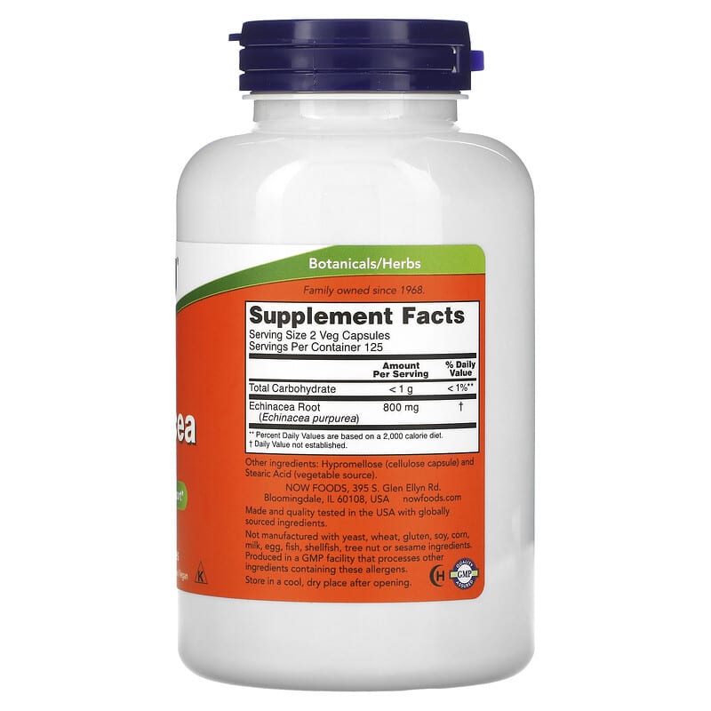 NOW Foods, Echinacea, 400 mg, 250 Veg Capsules