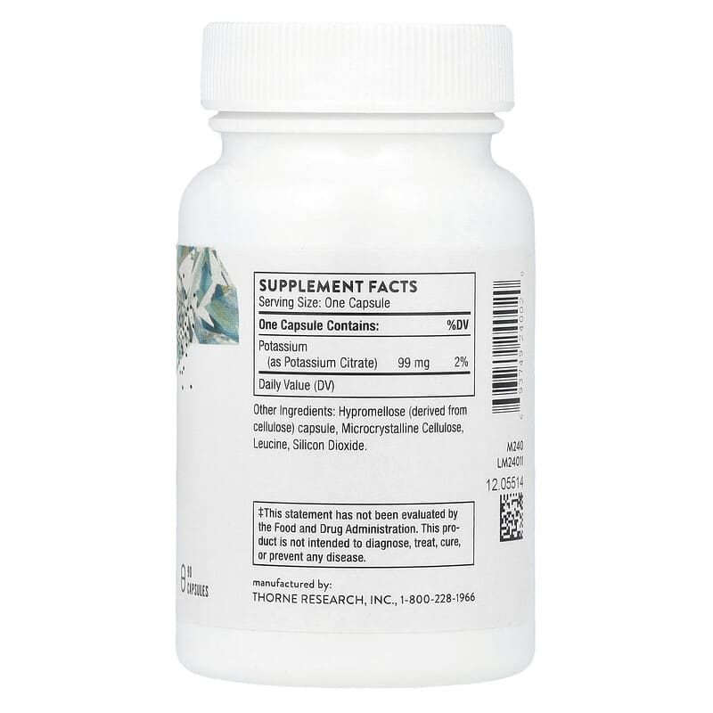 Thorne, Potassium Citrate, 99 mg, 90 Capsules