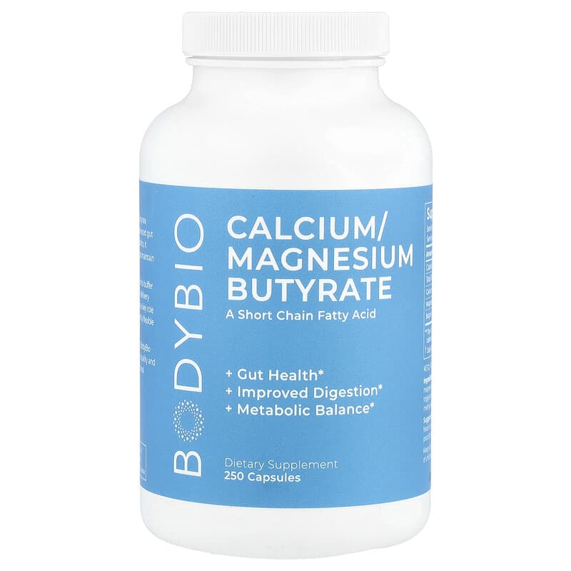 BodyBio, Calcium/Magnesium Butyrate, 250 Capsules