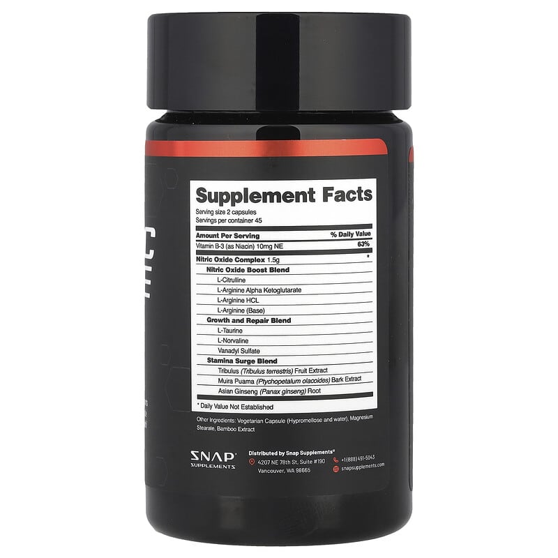 Snap Supplements, Nitric Oxide Booster, 90 Capsules