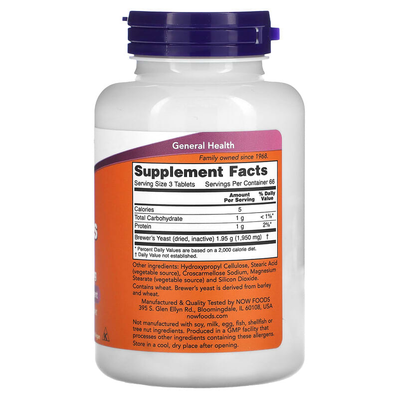 NOW Foods, Brewer's Yeast, 650 mg, 200 Tablets