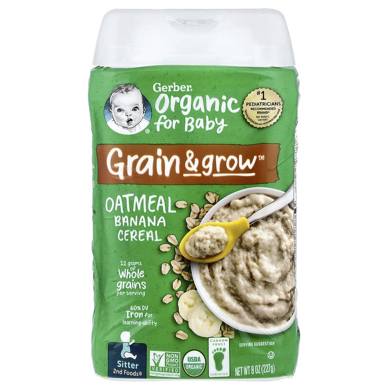 Gerber, Organic for Baby, Grain & Grow™, 2nd Foods, Oatmeal Banana Cereal, 8 oz (227 g)