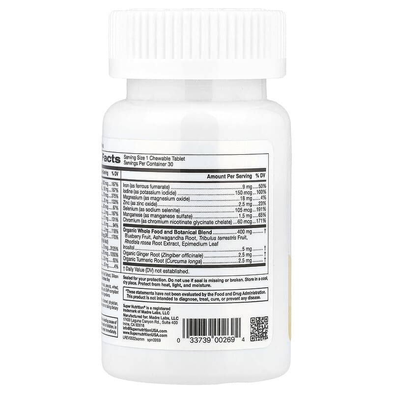 Super Nutrition, SimplyOne, Men’s Multivitamin + Supporting Herbs, Wild-Berry, 30 Chewable Tablets