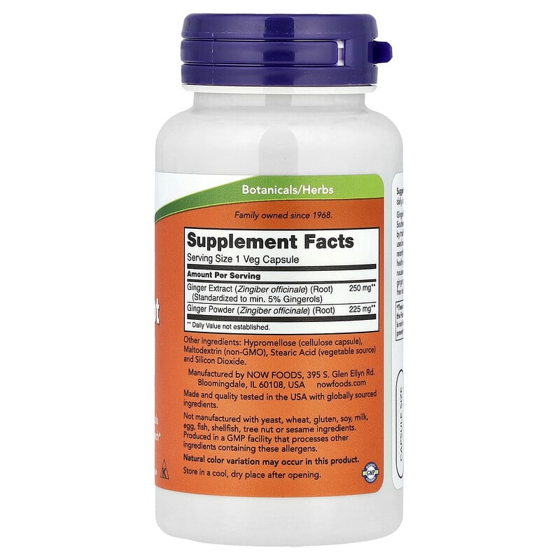 NOW Foods, Ginger Root Extract, 250 mg, 90 Veg Capsules