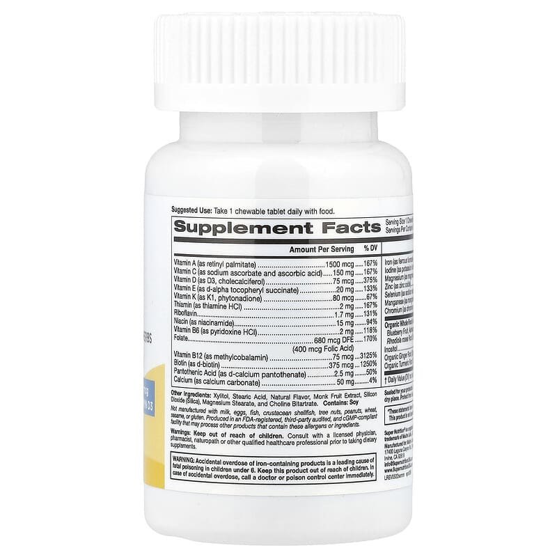 Super Nutrition, SimplyOne, Men’s Multivitamin + Supporting Herbs, Wild-Berry, 30 Chewable Tablets