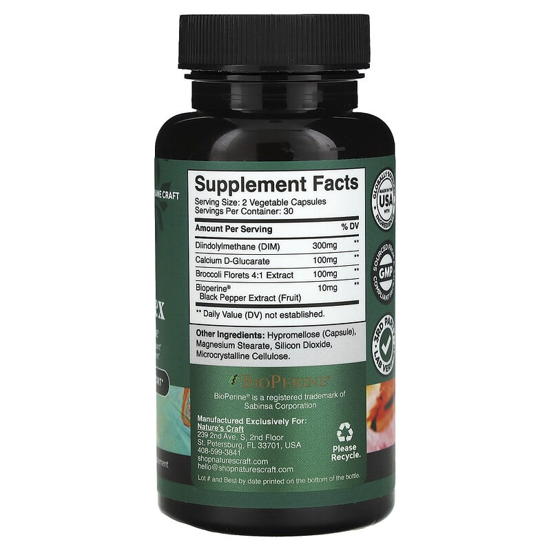 Nature's Craft, DIM Complex With BioPerine®, 60 Capsules