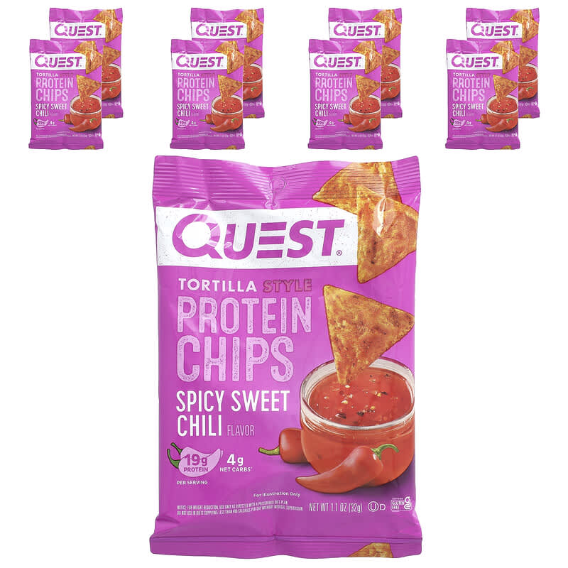 Quest Nutrition, Tortilla Style Protein Chips, Spicy Sweet Chili, 8 Bags, 1.1 oz (32 g) Each