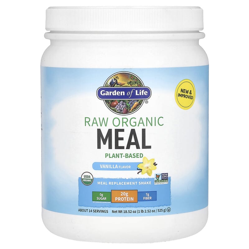 Garden of Life, RAW Organic Meal Replacement Shake, Plant-Based, Vanilla, 1 lb 2.52 oz (525 g)