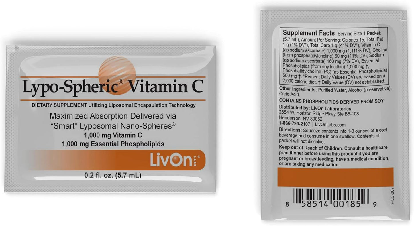 LivOn Laboratories Lypo-Spheric Vitamin C - Pack of 30,1000 mg