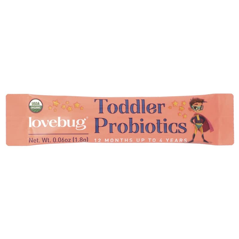 LoveBug Probiotics, Toddler Probiotics, 12 Months Up To 4 Years, 15 Billion CFU, 30 Single Serve Stick Packs, 0.06 oz (1.8 g) Each By LoveBug Probiotics