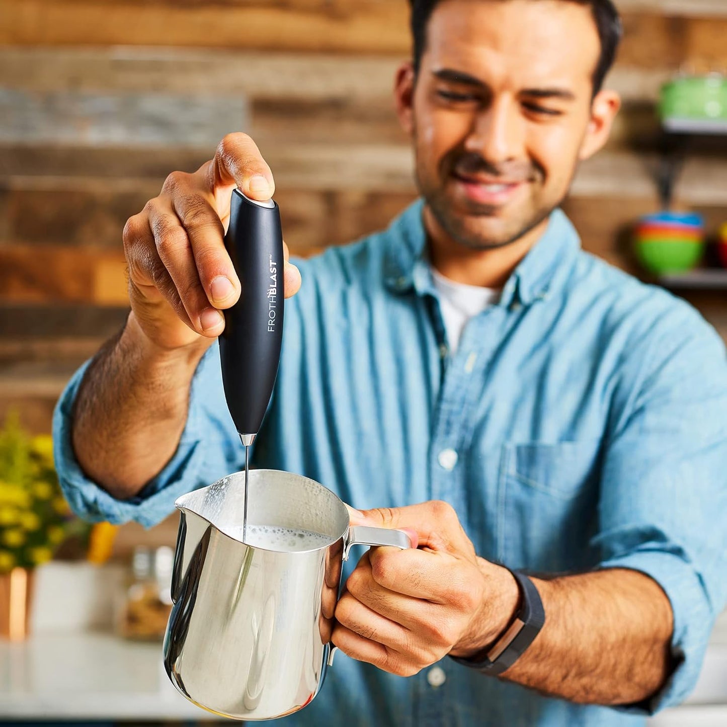 FrothBlast™ Milk Frother Handheld for Coffee (Foam Maker) Electric Whisk Drink Mixer for Lattes, Cappuccino, Frappe, Matcha, Hot Chocolate (Black)