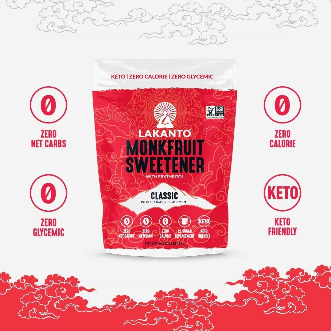 Lakanto Classic Monk Fruit Sweetener - White Sugar Substitute, Zero Calorie, Keto Diet Friendly, Net Carbs, Glycemic, Replacement (Classic 800gram)