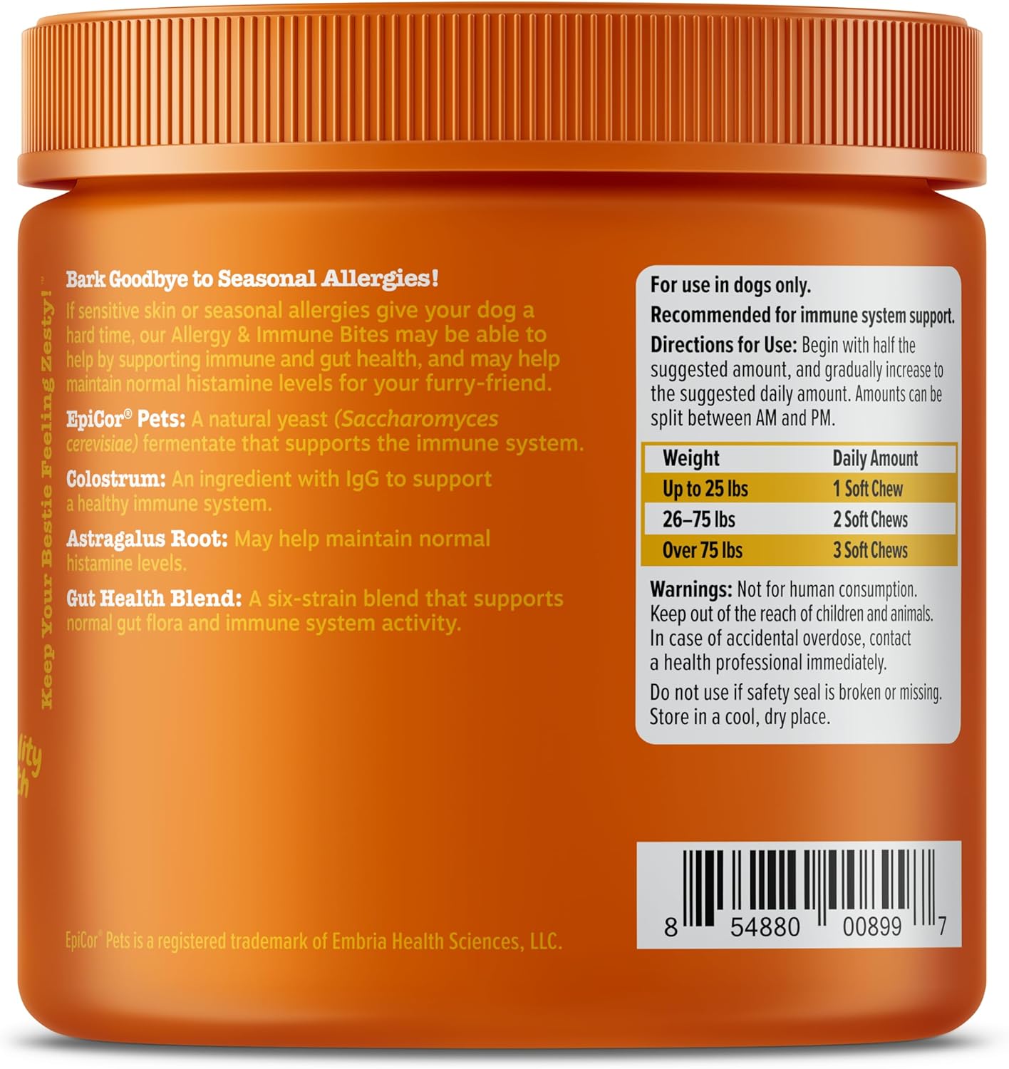 Zesty Paws, Allergy & Immune Bites, For Dogs, All Ages, Salmon, 90 Soft Chews, 11.1 oz (315 g)