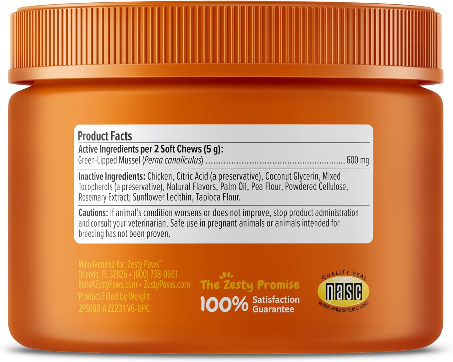 Zesty Paws, Mussel Hip & Joint Bites, For Dogs, All Ages, Chicken, 90 Soft Chews, 7.9 oz (225 g)