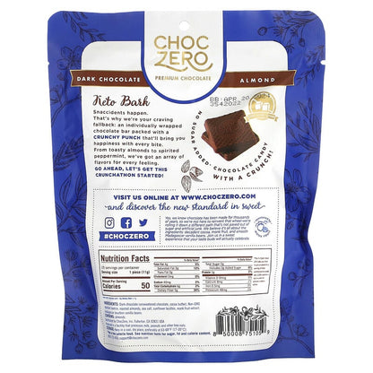 ChocZero, Keto Bark, Dark Chocolate With Sea Salt, Almond, 15 Mini Packs, 6 oz (170 g)