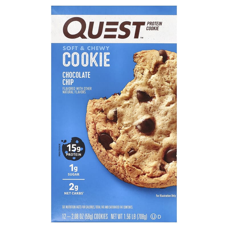 Quest Nutrition, Protein Cookie, Chocolate Chip, 12 Cookies, 2.08 oz (59 g) Each