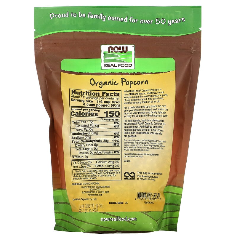 NOW Foods, Real Food, Organic Popcorn, 24 oz (680 g)