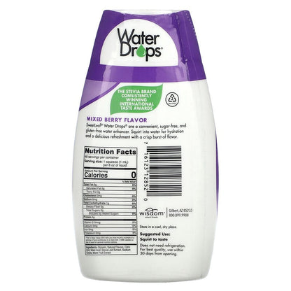 Wisdom Natural, SweetLeaf, Water Drops, Delicious Stevia Water Enhancer, Mixed Berry, 1.62 fl oz (48 ml)
