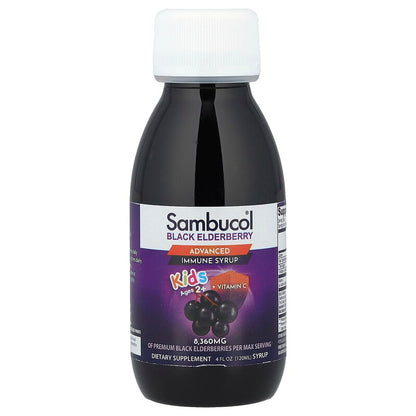 Sambucol, Kids, Black Elderberry, Advanced Immune Syrup, 2 Years & Older, Berry, 4 fl oz (120 ml)