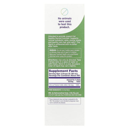 Life-flo, Liquid Iodine Plus, With Potassium Iodide & Iodine, Unflavored, 150 mcg, 2 fl oz (59 ml)