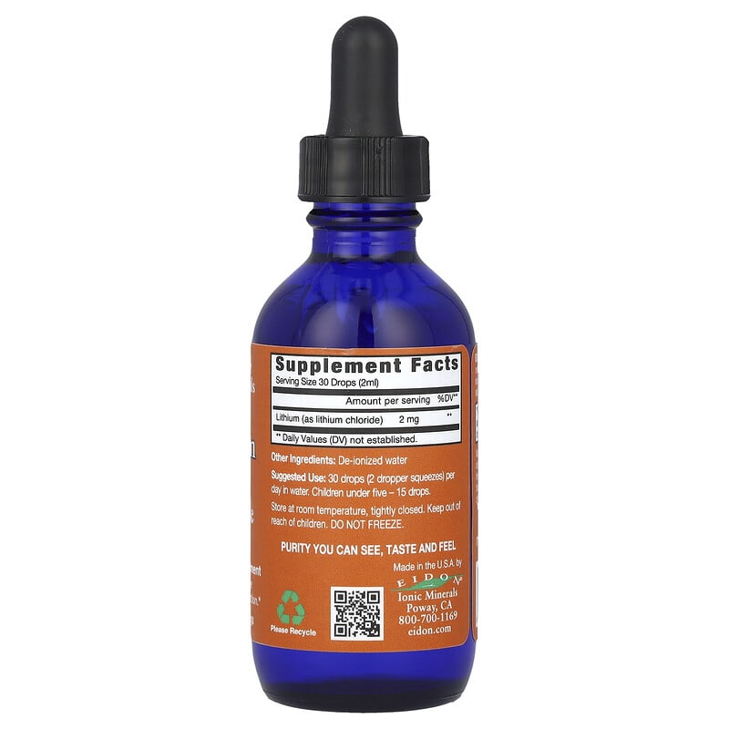 Eidon Ionic Minerals, Lithium, Liquid Concentrate, 2 mg, 2 oz (60 ml)