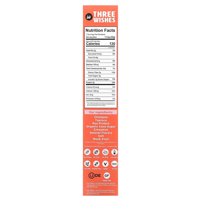 Three Wishes, Grain Free Cereal, Cinnamon, 8.6 oz (245 g)