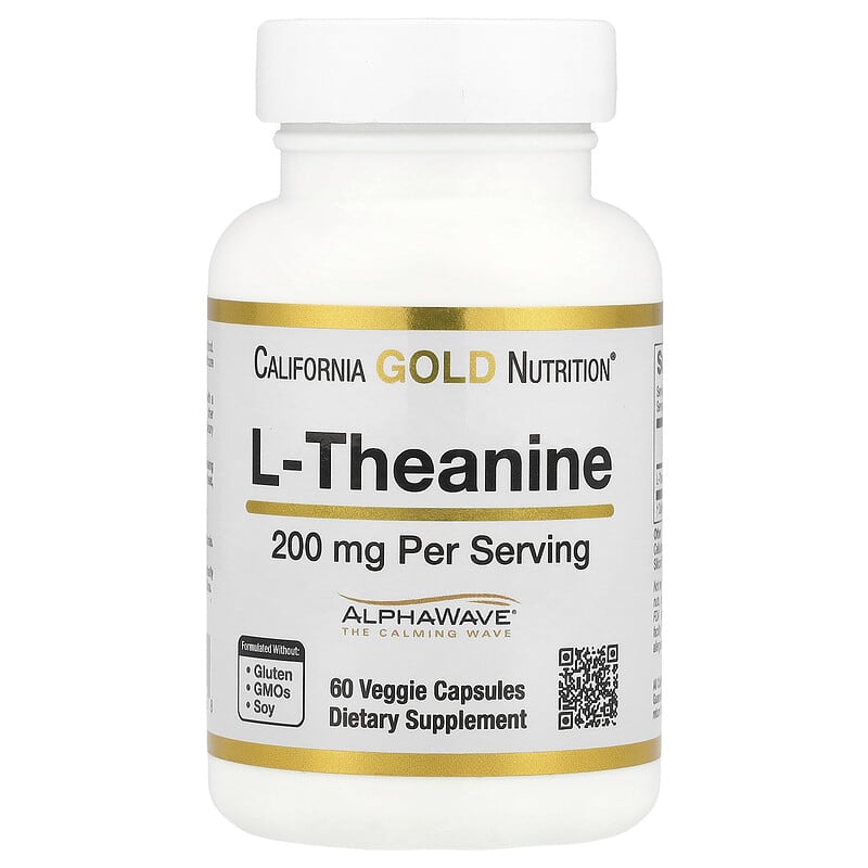 California Gold Nutrition, L-Theanine, Featuring AlphaWave®, 200 mg, 60 Veggie Capsules