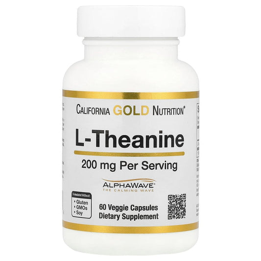 California Gold Nutrition, L-Theanine, Featuring AlphaWave®, 200 mg, 60 Veggie Capsules