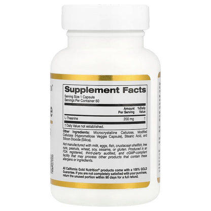 California Gold Nutrition, L-Theanine, Featuring AlphaWave®, 200 mg, 60 Veggie Capsules