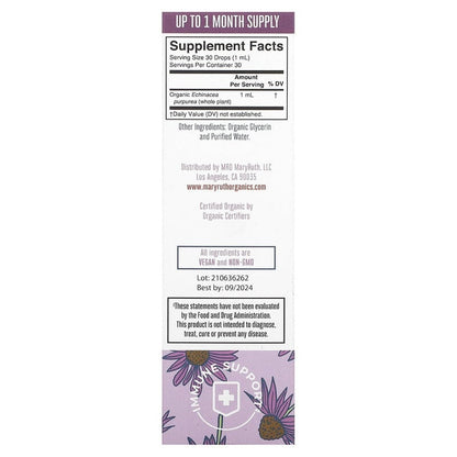 MaryRuth's, Organic Echinacea Purpurea Liquid Drops, Alcohol Free, 1 fl oz (30 ml)