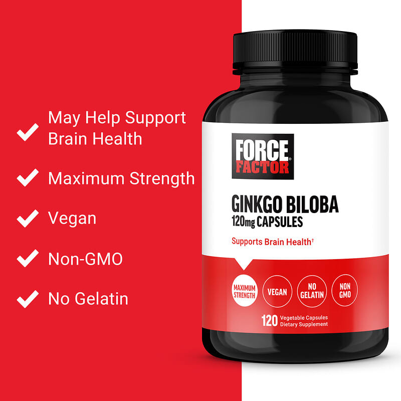 Force Factor, Ginkgo Biloba, 120 mg, 120 Vegetable Capsules