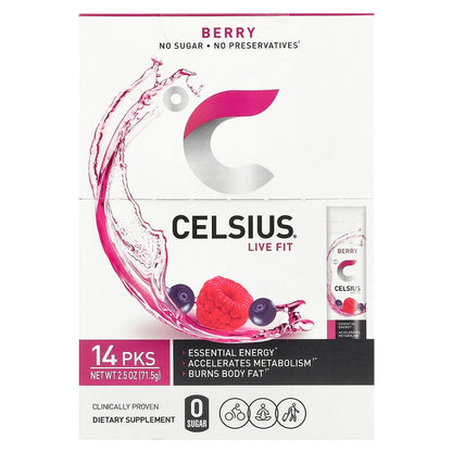 Celsius, Live Fit, Berry, 14 On-The-Go Packets, 0.18 oz (5.11 g) Each